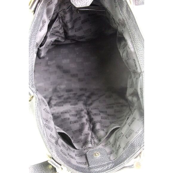 LARGE Michael Kors BLACK GENUINE LEATHER TASSEL SHOULDER BAG TOTE HANDBAG PURSE - Picture 10 of 15